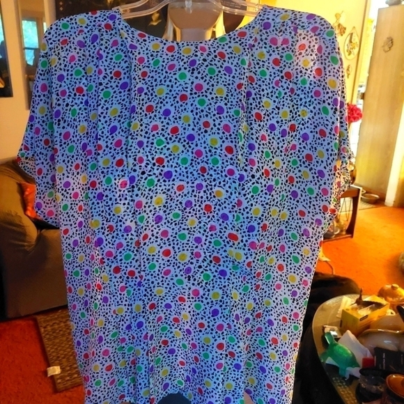 Leslie Fay Separates MultiColour Polka Dot Blouse. Size 16 - Picture 1 of 5